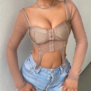 Fashion Nova Don’t Worry About Me Nude Corset Top XS